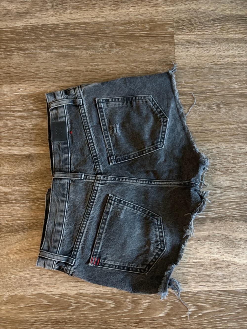 BDG Charcoal Gray High-Rise Frayed Hem Denim Shorts
